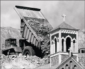 The Holy Savior church was buried under waste rock to make way for the continued expansion of the Berkeley Pit.
